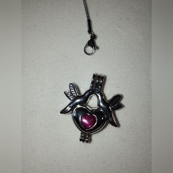 Beautiful Real Dyed Purple Pearl In A Changeable Cage Charm Necklace 18" - Picture 6 of 6